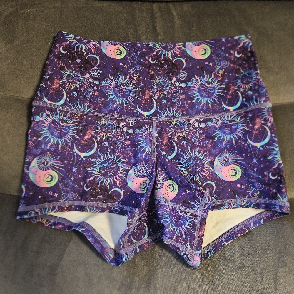 Vibrant Celestial Print Athletic Shorts